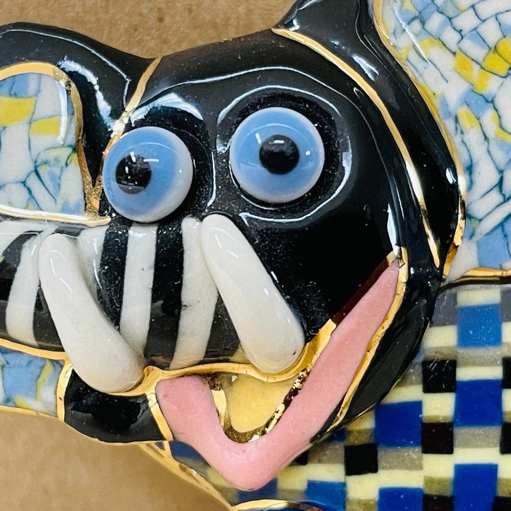EUC Jewelry 10 Elephant Pin, Hand-Painted Porcelain, One-of-a-Kind, 3" L x 2" T - Picture 2 of 12